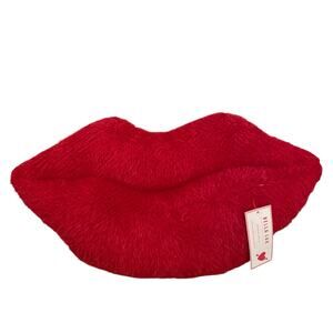 Bella Lux Valentine's Red Lip Shaped Decorative Pillow 9.5x19 New